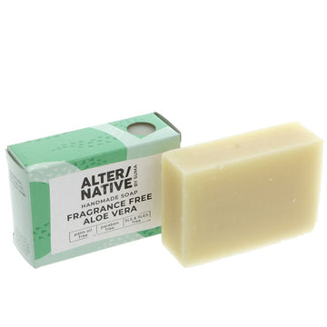 cardboard box containing fragrance free aloe vera soap