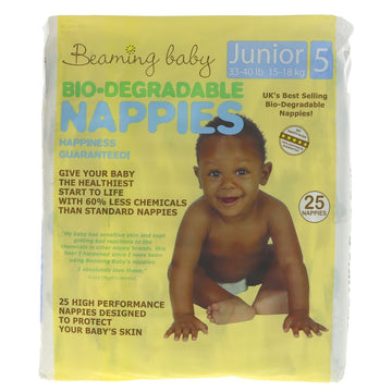 Yellow pack of Beaming Baby junior nappies. Size 5