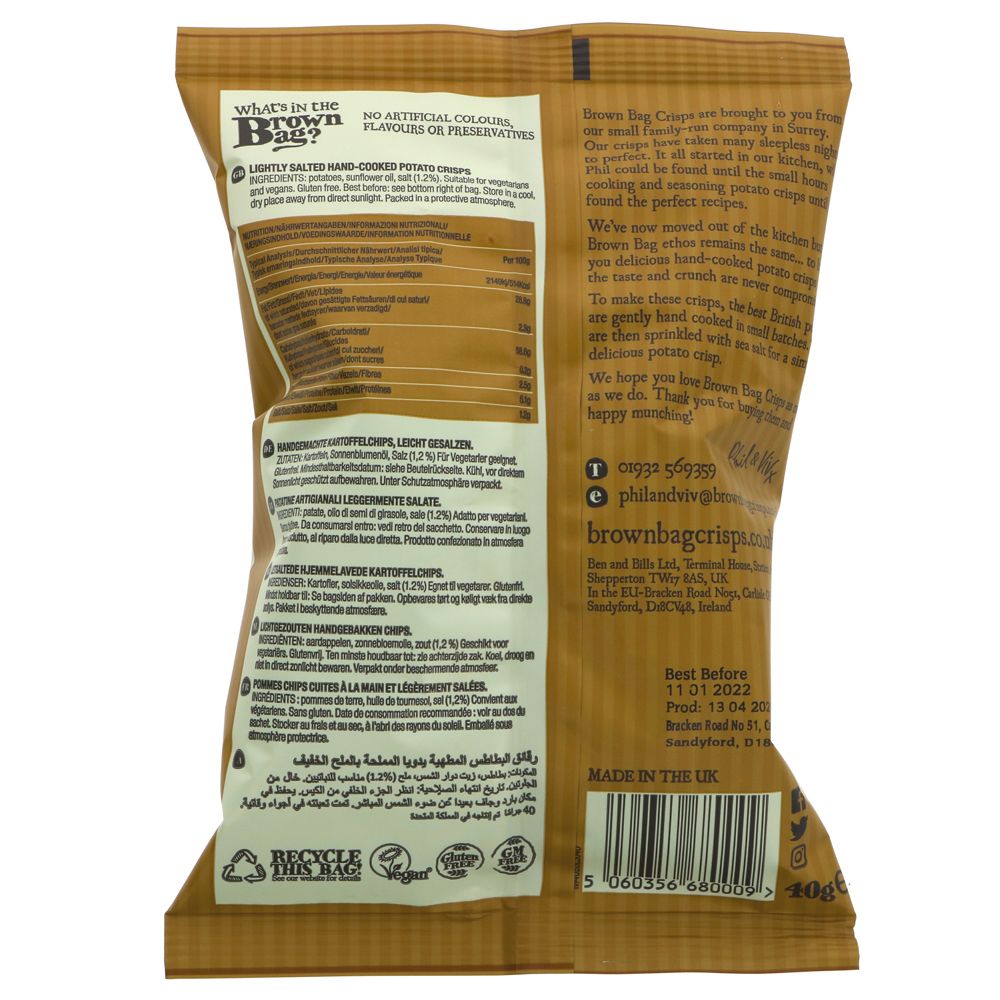 Brown Bag Crisps Lightly Salted, 40g