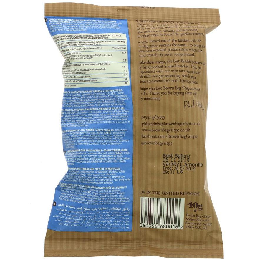 Brown Bag Crisps Sea Salt & Malt Vinegar, 40g