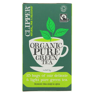 Featured image displaying box of Clipper Organic & Fair Trade Green Tea