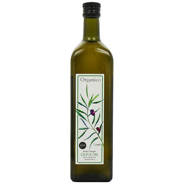 1 litre bottle of Organico Extra Virgin Olive Oil. Beautiful olive branch on the label