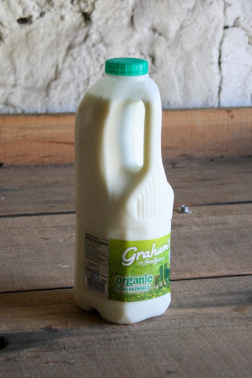 recyclable plastic carton containing 2 pints of semi skimmed scottish milk