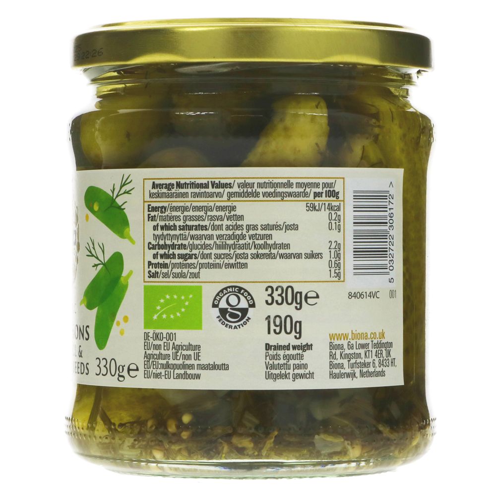 Cornichons 330g Grow Wild