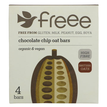 A white cardboard box of 4 chocolate chip oat bars