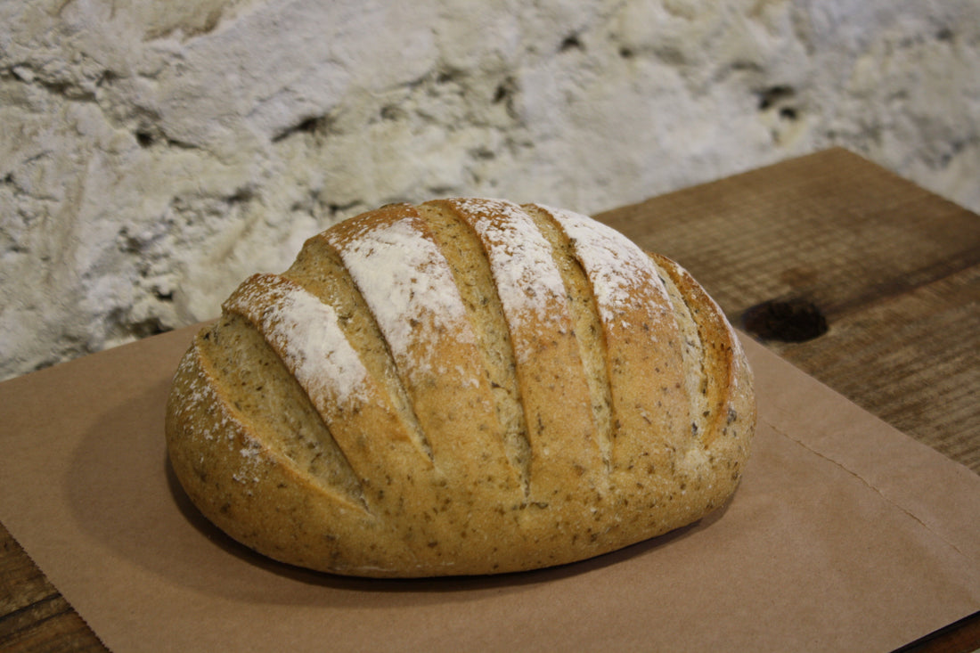 A loaf of seaweed sourdough