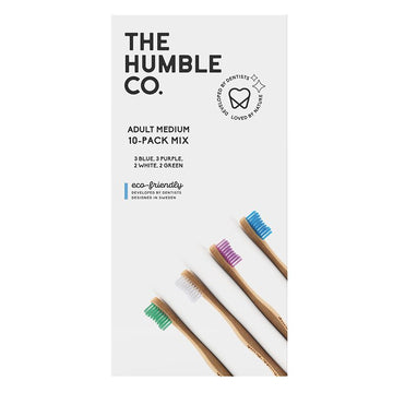 The Humble Co. medium adult toothbrushes in a variety of colours