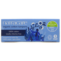 box of natracare tampons. 20 in each pack