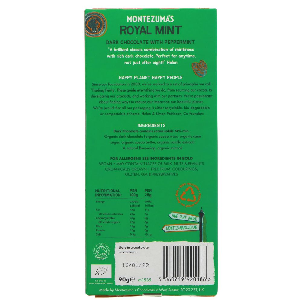 Chocolate, Dark Chocolate & Peppermint, Montezumas Royal Mint