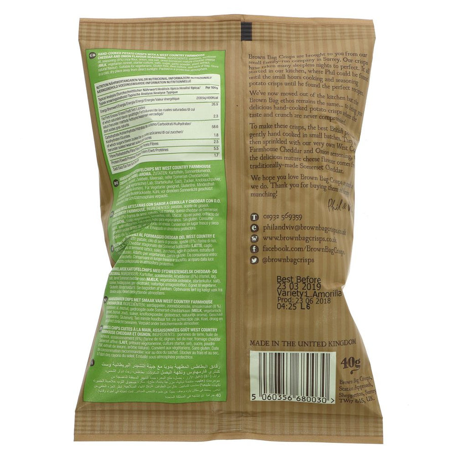 Brown Bag Crisps Cheddar & Onion, 40g