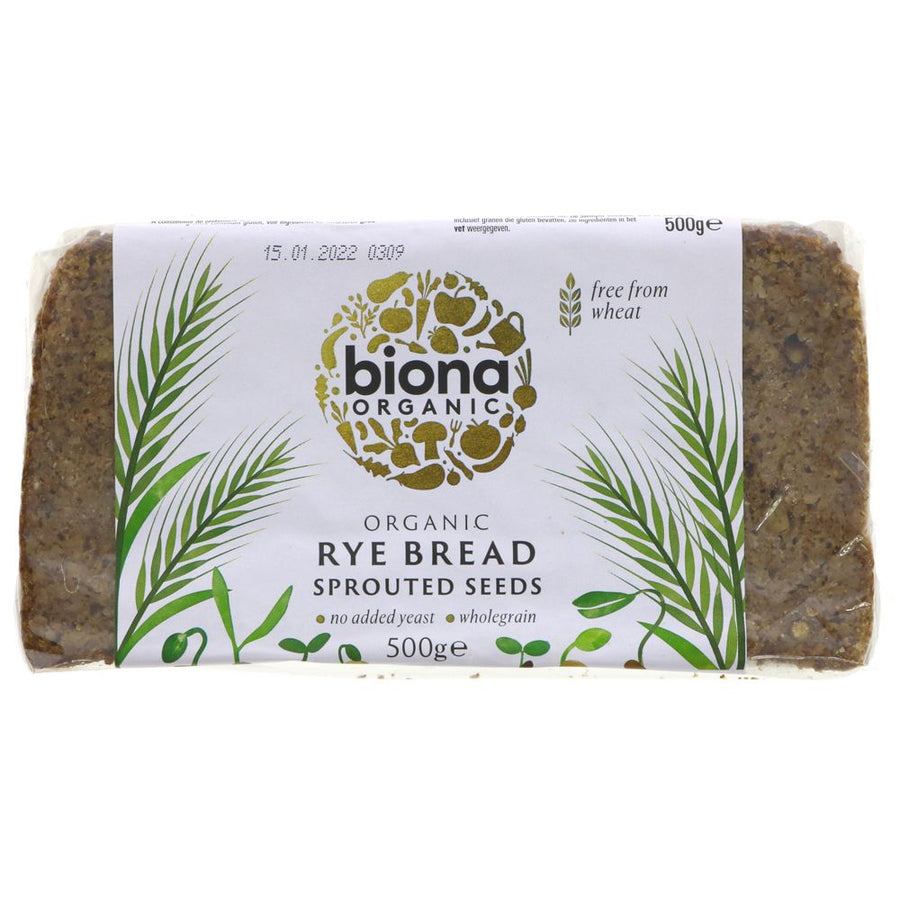 Organic Vitality Rye Bread with sprouted seeds. No added yeast.