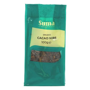 Featured image displaying bag of Suma organic cacao nibs