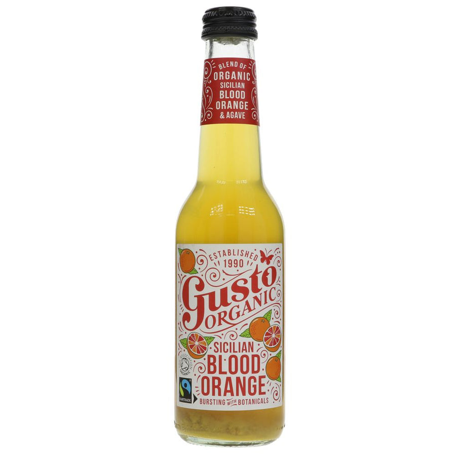 The finest organic Sicilian blood orange juice is blended with Devon spring water and sweetened with blue agave from Mexico and Fairtrade apple juice. 20% lower in calories than conventional sodas, this is a super sparkling orange, organic and ethical like no other. Organic. 275ml