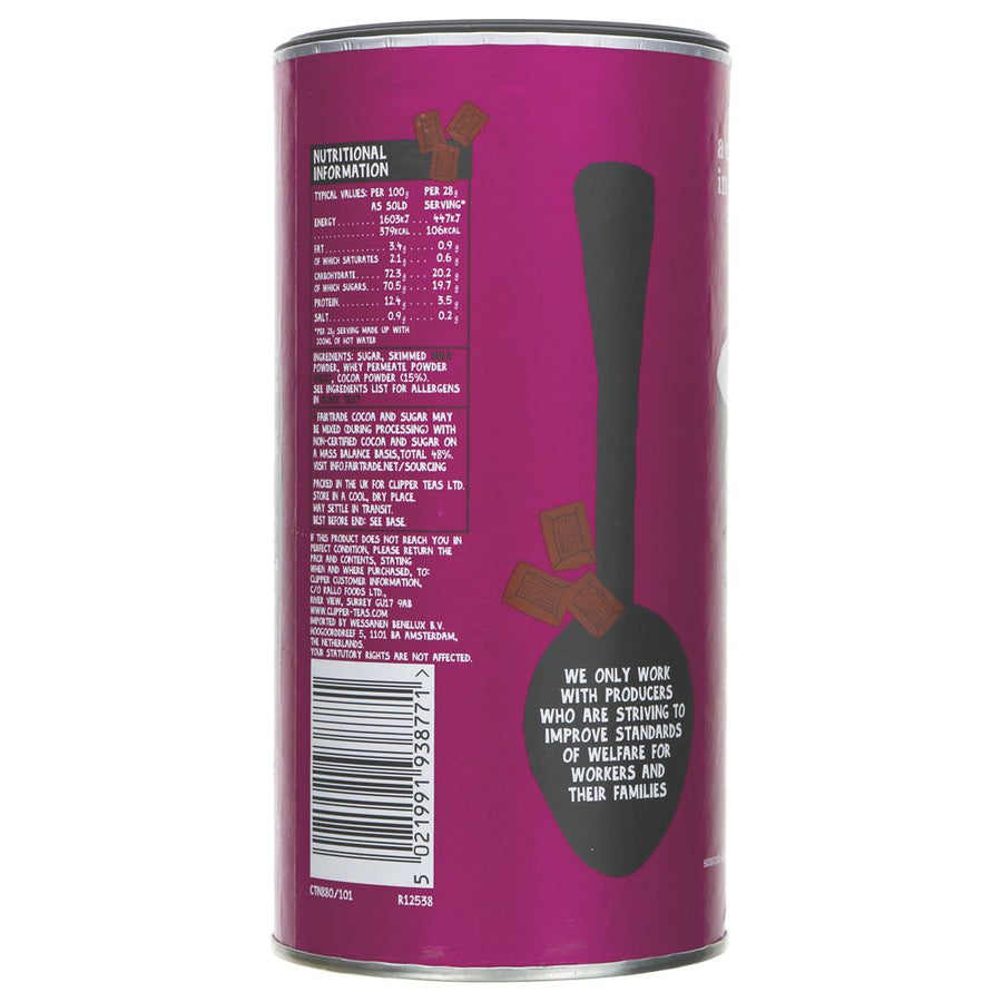 Featured image displaying tin of Clipper Instant Hot Chocolate with nutritional info and ingredients