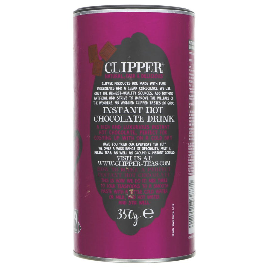 Featured image displaying tin of Clipper Instant Hot Chocolate with instructions