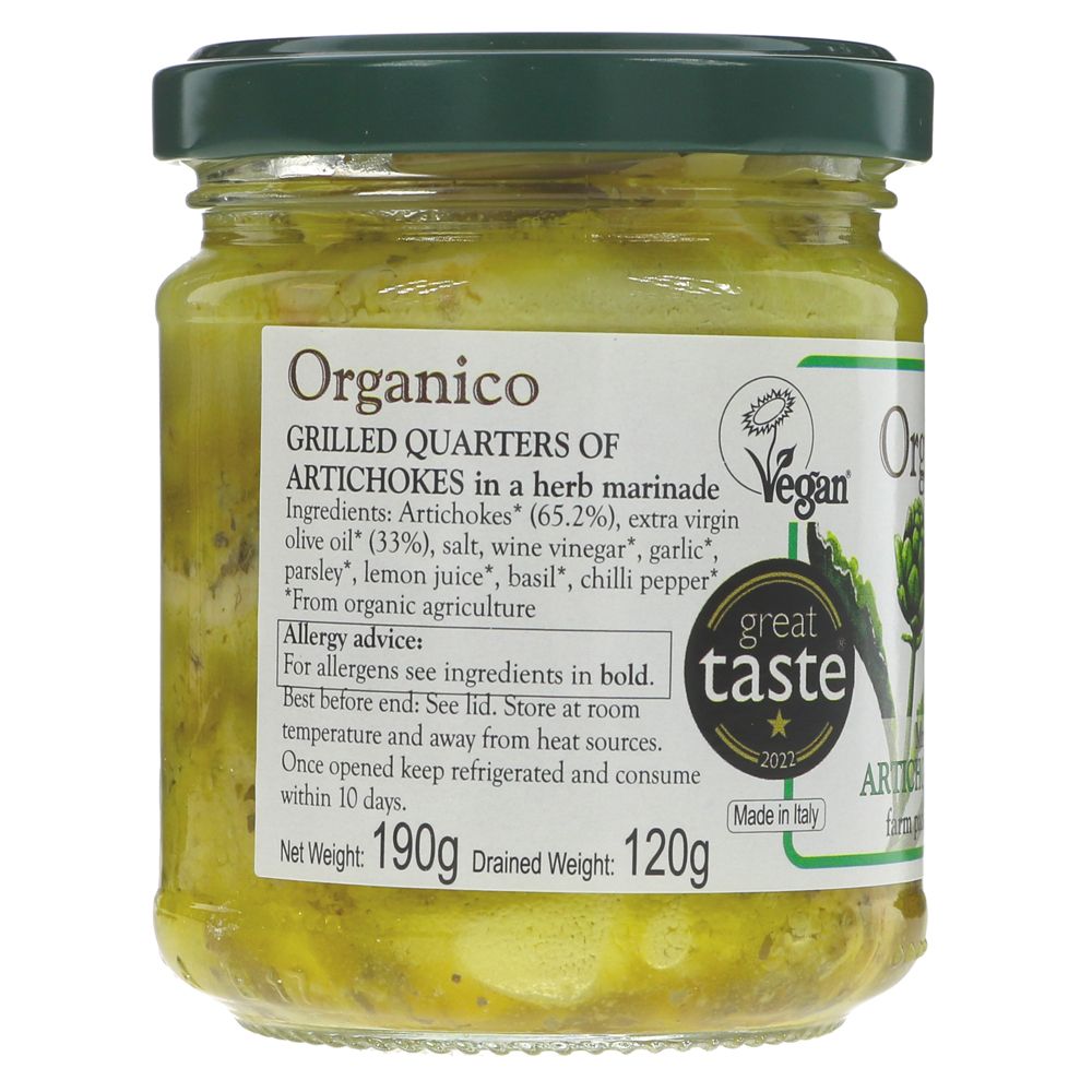 Featured image displaying jar of Organico artichoke hearts