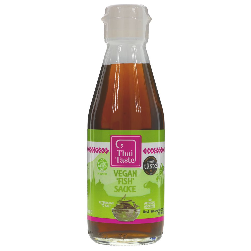 Featured image displaying bottle of Thai Taste vegan 'fish' sauce