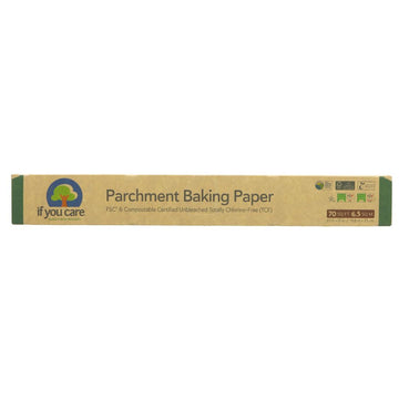 A cardboard box which contains parchment paper. Brown box with a sweet little tree.
