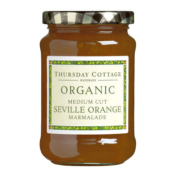 Traditional medium cut marmalade made with Organic oranges from Seville. 340g.