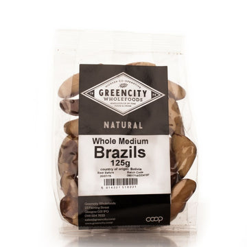 A 250g packet of brazil nuts - white and black label. 125g
