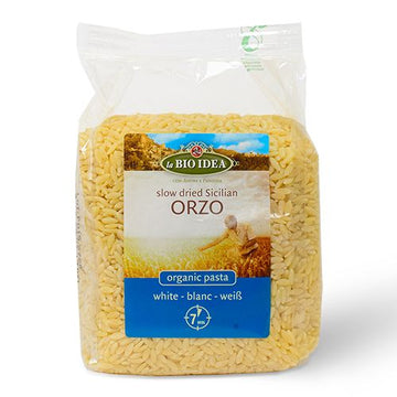 Orzo (also known as Risoni) is a tiny, dried shape of pasta looking like rice grains. According to the Italians, the grains look like barley. For this reason the product is called Orzo, which means barley in Italian. 400g