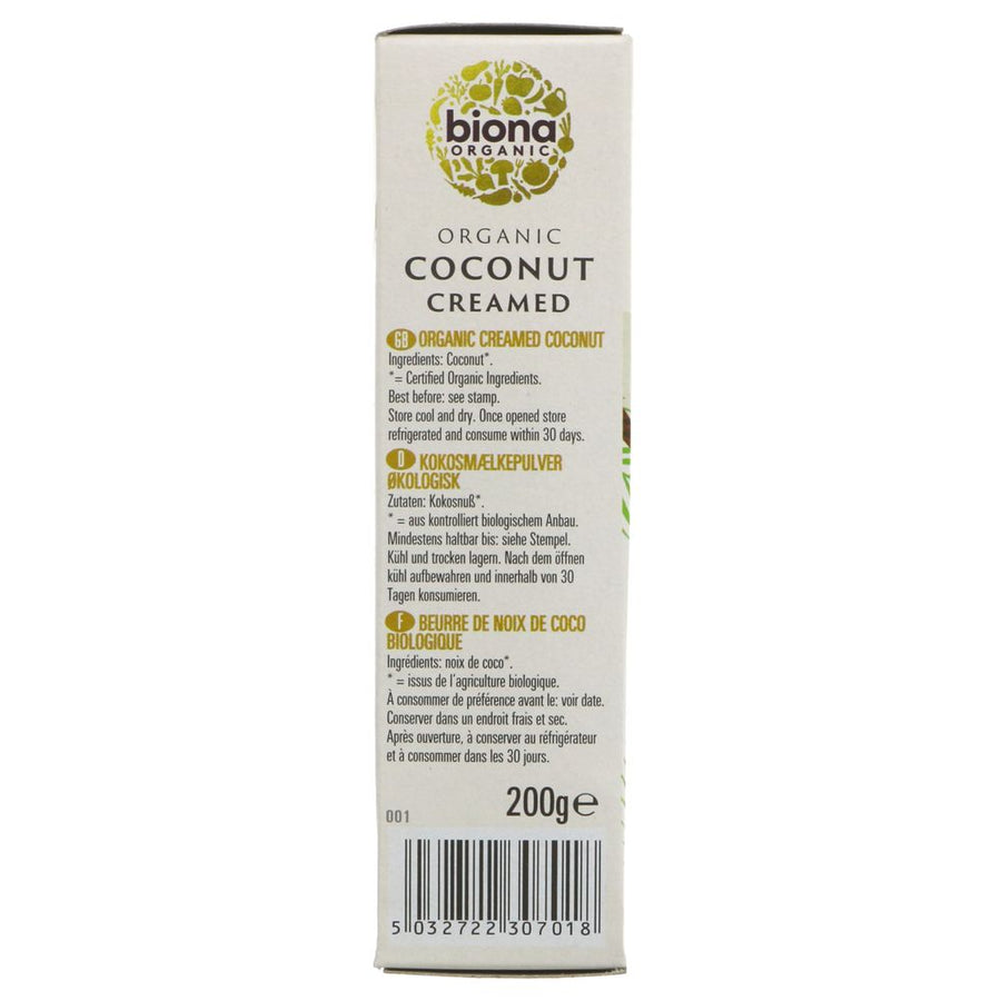 Featured image displaying box of Biona Organic Creamed Coconut with ingredients info.