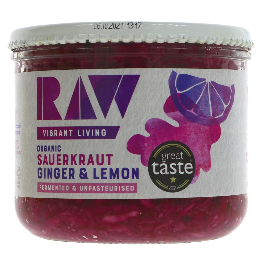 |This vibrant sauerkraut has been flavoured with lemon and punchy ginger. Organ