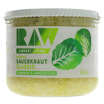 The king of krauts, this fresh and naturally tangy sauerkraut has a classic kraut flavour and is simply seasoned with sea salt. Organic. 410g