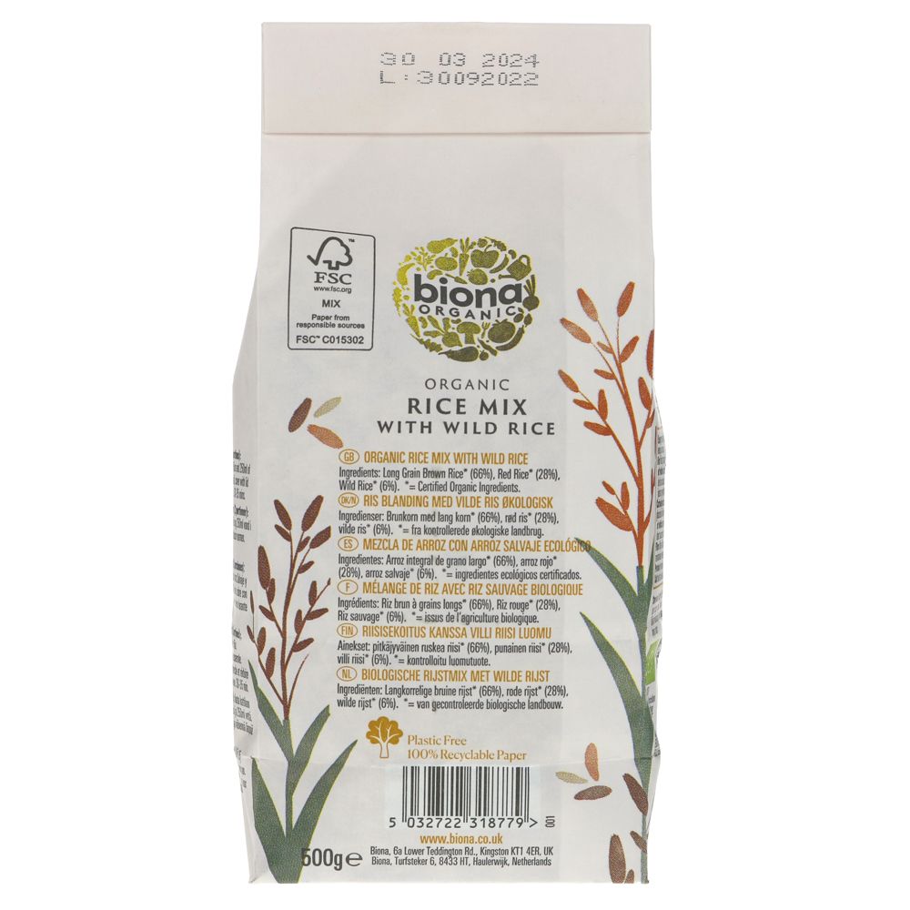 Featured image displaying Biona organic rice mix with wild rice ingredients.