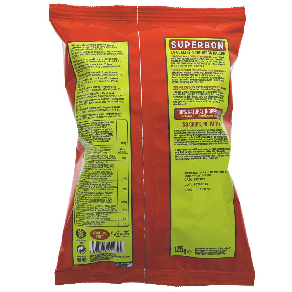 Crisps, Salted Superbon Chips De Madrid 125g