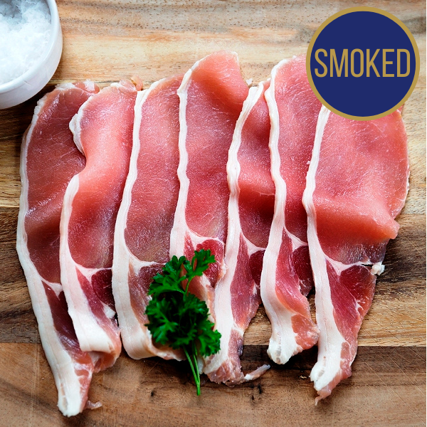 local scottish back bacon smoked in vac packed packaging.