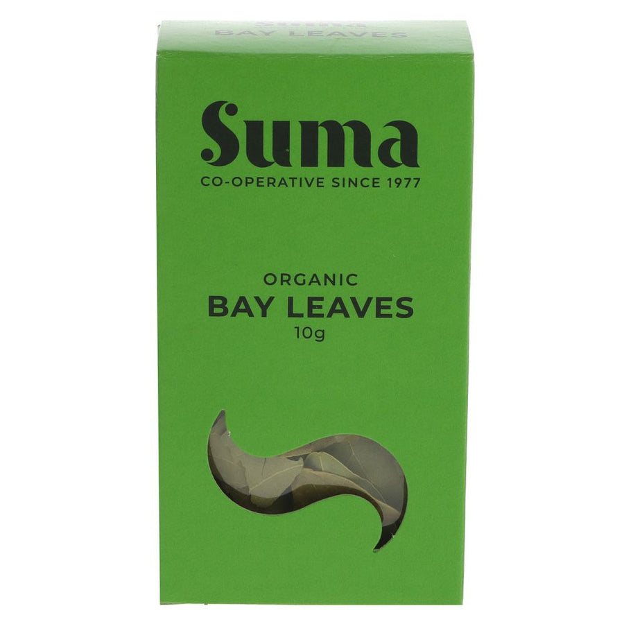 Featured image displaying box of Suma organic bay leaves
