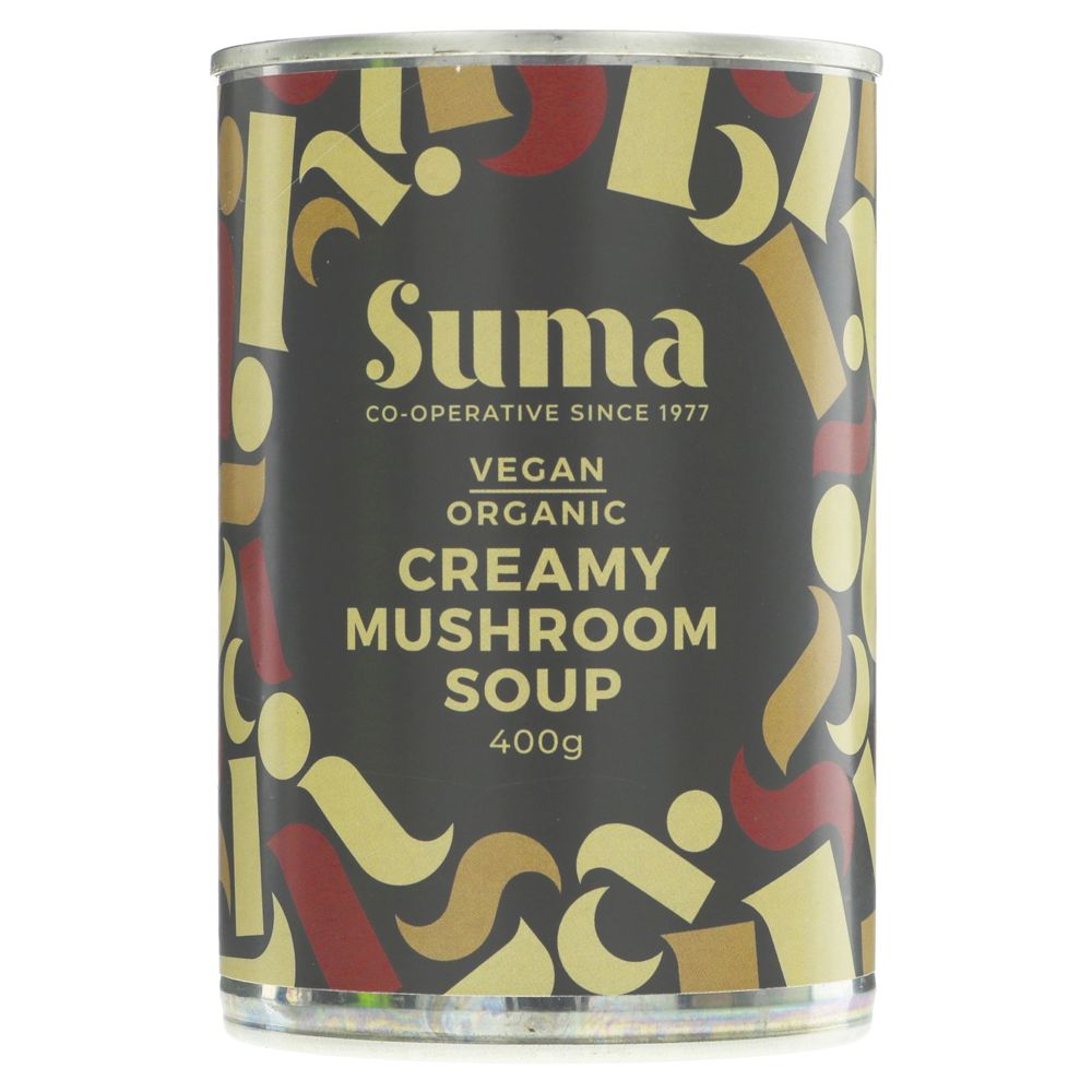 A 400g tin of creamy mushroom soup - organic!
