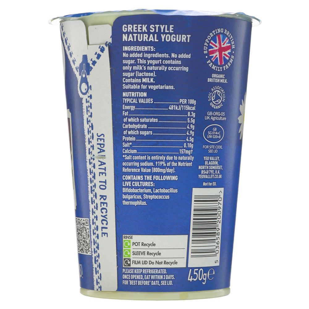 Yoghurt, Yeo Valley Greek Style Natural Yoghurt 450g