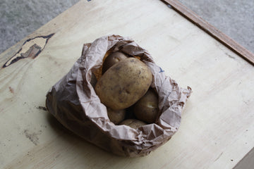 A photo of organic potatoes