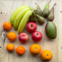 A series of photos of the small fruit box which contains approximately 5 varieties of fruit. Great as a supplement to a veg box, for the office, or a healthy snack for the kids...