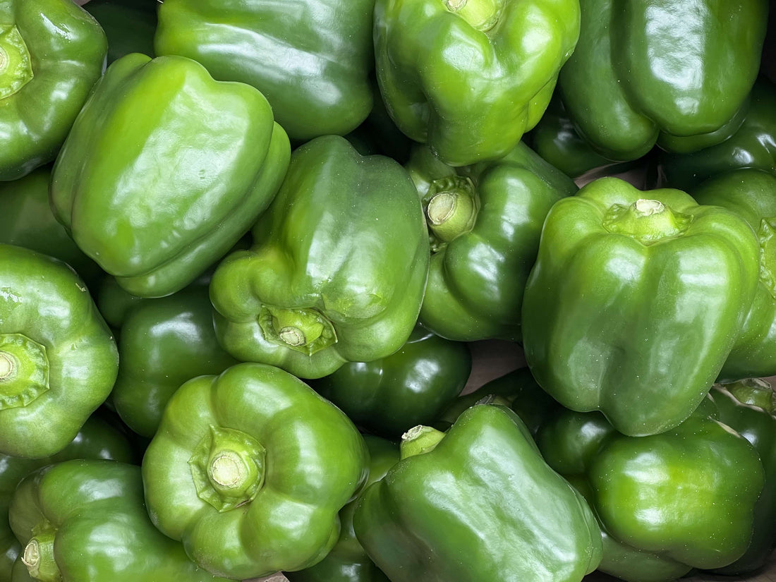 A photo of organic green peppers