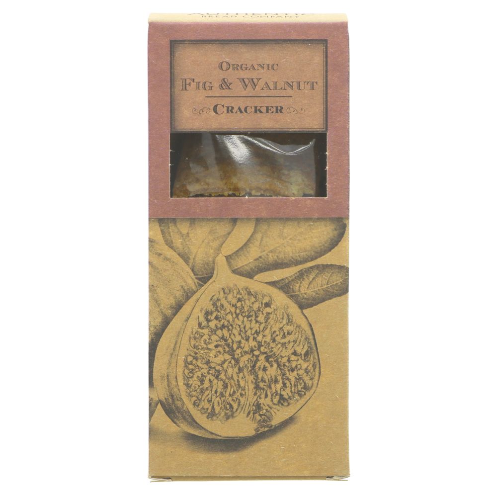 A cardboard box of fig and walnut crackers
