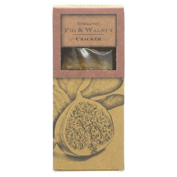 A cardboard box of fig and walnut crackers