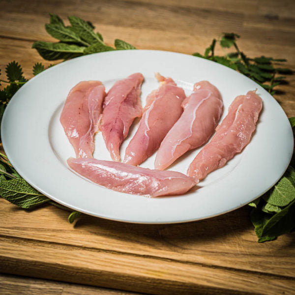 Small strips of white meat, from the underside of the breast
