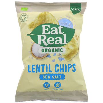 A large white packet of lentil chips