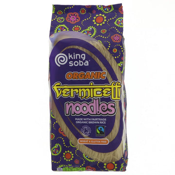 A recyclable plastic packet of brown rice vermicelli noodles