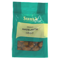 A recyclable green plastic packet of hazelnuts