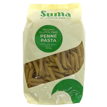 A recyclable plastic packet of gluten free penne