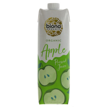 A tetrapak carton of apple juice with a plastic lid