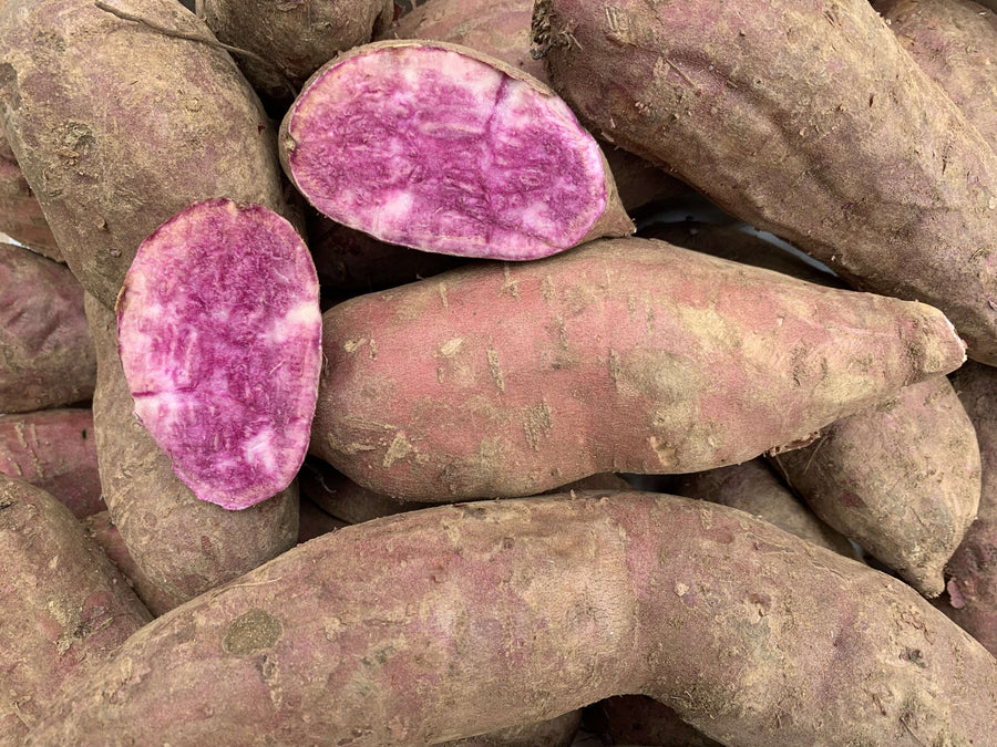 A photo of organic purple sweet potato